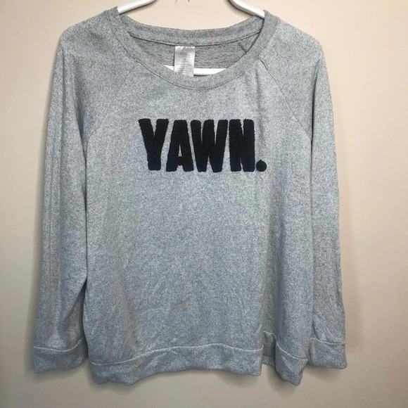 Secret treasure gray Yawn graphic sweats pyjama  top Sz L - Picture 2 of 6
